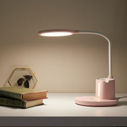 ULM-D150 15W/3000-6500K/DIM PINK Светильник настольный светодиодный с подставкой под телефон и канцелярские принадлежности. С ночной подсветкой. Сенсорный выключатель. Диммер. Розовый. TM Uniel