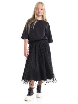 Юбка пачка длинная из фатина 22-7608 черный/зол. звезды - Mini maxi фото 47