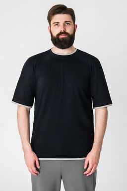 Арт. 67128/5 Футболка мужская 48-56 (5 шт) Цвет:черный