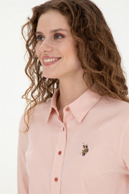 Женская базовая рубашка пудрового цвета с длинным рукавом - U.s. polo assn фото 2
