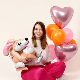 Набор шаров Зайка и сердца, латекс, фольга набор 10 шт. - Страна карнавалия фото 3