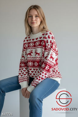 Свитер женский с оленями