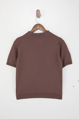 Wardrobe Essentials Kahverengi Premium Polo Yaka Triko Bluz TWOSS26BZ00113 - Trendyolmilla фото 2