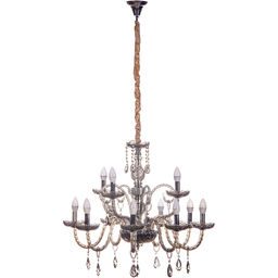 Люстра подвесная в стиле барокко "Alfa Mobili" 12*40Вт Е14 ZF-8206-8+4 со стеклянными основаниями