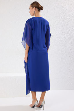 TRENDYOLMILLA Saks Payet Detayl? Par?lt?l? Sifon Dokuma Elbise TPRSS25EL00130  фото 4