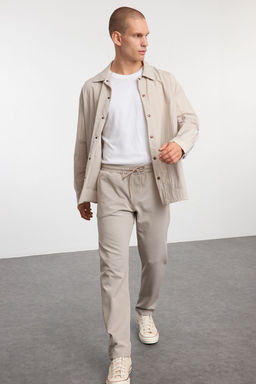TRENDYOL MAN Bej Regular Fit Orme Esnek Rahat Beli Baglamal? Lastikli Duble Paca Kumas Pantolon TMNAW25PL00002 - Trendyolmilla фото 12