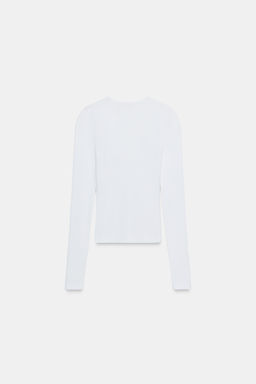 LONG SLEEVE RIBBED TOP - Zara фото 13