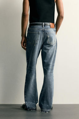 JEANS FLARE FIT EFECTO SALPICADURAS / Azul - Zara фото 3