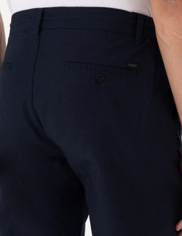 Lacivert Carrot Fit Keten Kar___ml_ Beli Lastikli Ba_c_kl_ Kanvas Pantolon