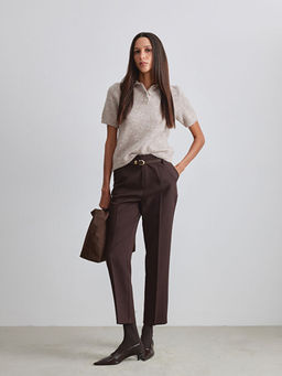 Beli Kemerli Havu? Kesim Kad?n Pileli Pantolon