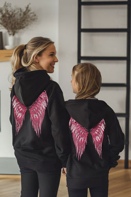 Siyah Anne-K?z S?rt Bask?l? Oversize Orme Mini Me K?z Cocuk Sweatshirt TKDAW25SW00050