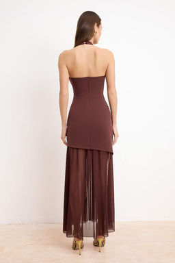 Koyu Kahverengi Tul Detayl? Finike Abiye & Mezuniyet Elbisesi TPRSS26AE00029 - Trendyolmilla фото 4