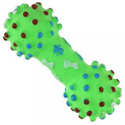 Игрушка для собаки Гантеля 15х6х6см, с пищалкой, ПВХ, фактурная, цвета микс (ярко-розовый, зеленый, желтый), Пэт тойс (Pet toys) (Китай)  фото 3
