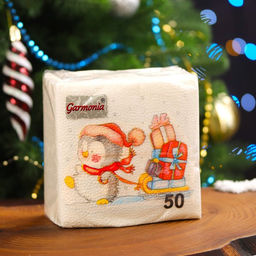 Цена за 4 шт. Салфетки бумажные Новогодняя почта, 1 слой, 24?24 см, 50 шт.