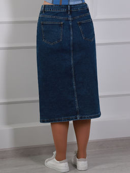 Юбка джинсовая миди на пуговицах спереди - Almond фото 5