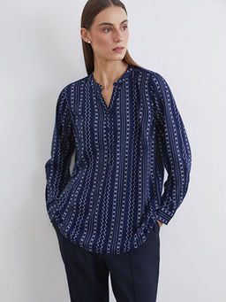 Ka??k Yaka Desenli Bluz