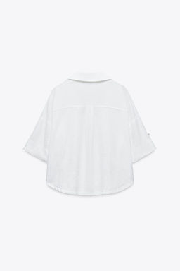 CROPPED LINEN BLEND SHIRT - Zara фото 23