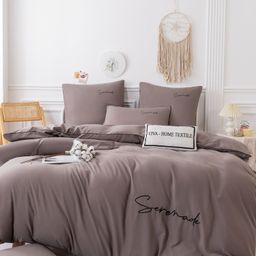Комплект постельного белья Однотонный Сатин Вышивка CH036 1.5 спальный 70-70 2 шт
