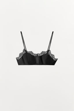 SUJETADOR PIEL 100% ENCAJE / Negro - Zara фото 2