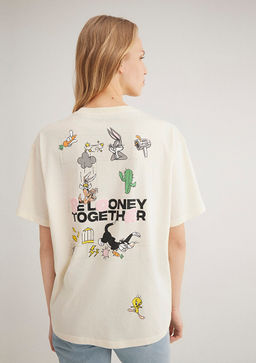 Looney Tunes Bask?l? Ekru Tisort - Mavi фото 2