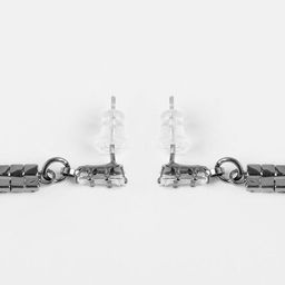 Серьги висячие со стразами Капель блеск, цвет бело-чёрный в сером металле, 11см - Queen fair фото 2