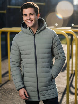 Куртка мужская удлинённая стёганая с капюшоном и графеновой подкладкой утеплитель тинсулейт - Valianly фото 74