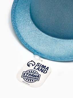 Карнавальная шляпа "Цилиндр" голубая с блёстками р-р 56-58