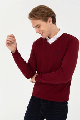 U. S. Polo Assn Мужской бордовый красный базовый трикотажный свитер с v-образным вырезом Неожиданная скидка в корзине - U.s. polo assn фото 4