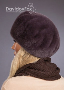 Шапка Берет экомех браун