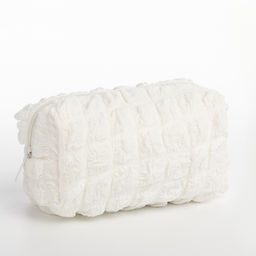 Косметичка на молнии женская, с подкладом, маленькая, молочная