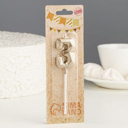 Цена за 3 шт. Свеча в торт на шпажке «Алмаз», цифра 3, шампань, 5×2.6 см