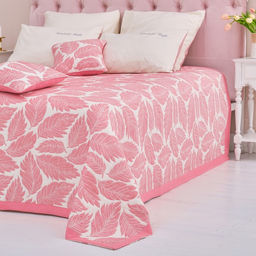 Покрывало хлопковое Этель Листопад 180х2405 см, цвет розовый, 100%хлопок, 300гр/м2  фото 2