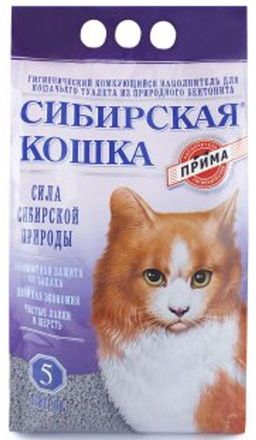 Наполнитель Сибирская Кошка ПРИМА 5 л комкующийся 1/4 00023964