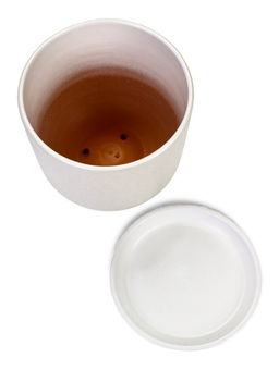 Горшок цветочный с поддоном 5,4 л, d22/h19 см белый керамика, "Перл" (М)