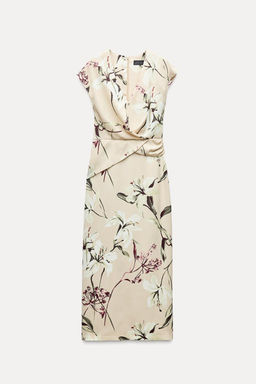 FLORAL PRINT SATIN MIDI DRESS - Zara фото 4
