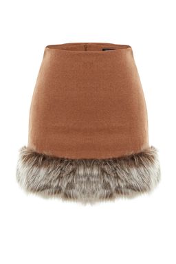 TRENDYOLMILLA Limited Edition Camel Etek Ucu Pelus Detayl? Super Mini Dokuma Etek TWOAW23ET00300  фото 6