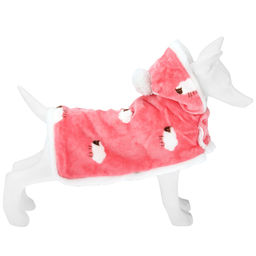Пэт тойс (Pet toys) Одежда для собаки Накидка на меху Овечка с капюшоном, с помпоном, на кнопках, р-р S, длина спинки 29см/обхват шеи 28-32см, цвет-розовый, флис/искусственный мех (100% полиэстер) (Китай) - Домашняя мода фото 2