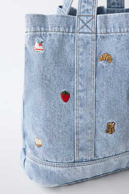 SHOPPER DENIM BORDADOS / Azul - Zara фото 3