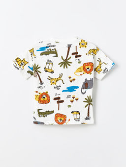 Bisiklet Yaka Bask?l? Erkek Bebek Ti??rt ve ?ort 2li Tak?m - Waikiki фото 3