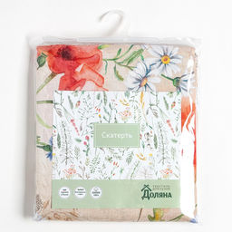 Скатерть Маки 220×147 см, 100% хлопок, рогожка 160 г/м²