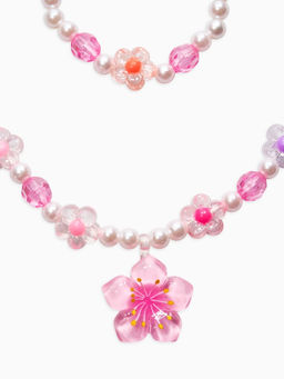 Цена за 2 шт. Набор детский "Выбражулька" 3 пред-а: бусы, браслет, кольцо б-р, цветок, жемчуг, цветной