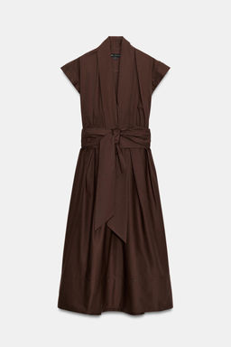 VESTIDO POPEL?N PLIEGUES ZW COLLECTION / Marr?n - Zara фото 8