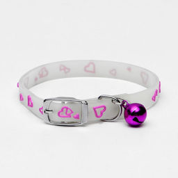 Ошейник, светящийся в темноте, Нежные сердца (люминесцентный), 30 х 1 см, ОШ 19-26 см, микс - Пижон фото 2