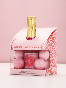 Подарочный набор GRL, гель для душа шампанское и бомбочки для ванны, Чистое Счастье