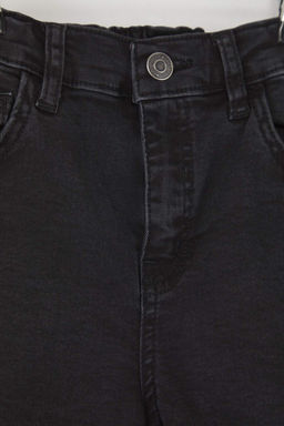 Siyah Erkek Cocuk %100 Pamuk Basic Lastikli Denim Sort TKDSS25SR00026