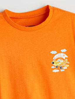 Bisiklet Yaka Bask?l? Erkek ?ocuk Sweatshirt