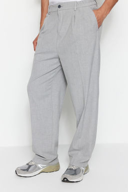 TRENDYOL MAN Gri Palazzo Lastik Belli Pileli Bol Kumas Pantolon TMNAW23PL00037 - Trendyolmilla фото 2