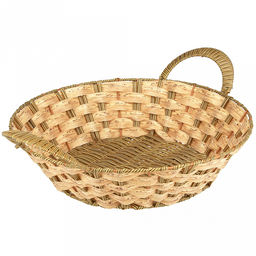 Корзина-сухарница плетеная Береста д29см h7,5см, полипропилен, ванильный, с ручками, металлический каркас, форма круглая (Китай)