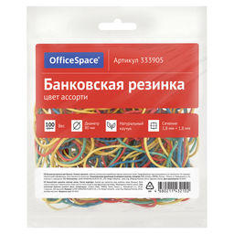 Резинки для денег 100гр, d=80мм натур. каучук цветные OfficeSpace (333905)