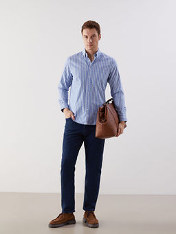 Regular Fit Uzun Kollu ?izgili Erkek G?mlek